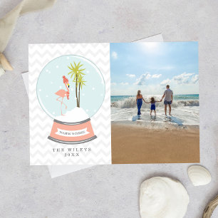 Cartes Pour Fêtes Annuelles Flamant rose Snow Glove Beach Photo Noël