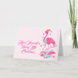 Cartes Pour Fêtes Annuelles Flamant rose Tropical Beach voeux de Noël