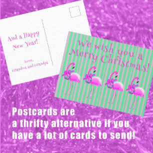 Cartes Pour Fêtes Annuelles Flamants roses de Noël rose blanc violet Personnal