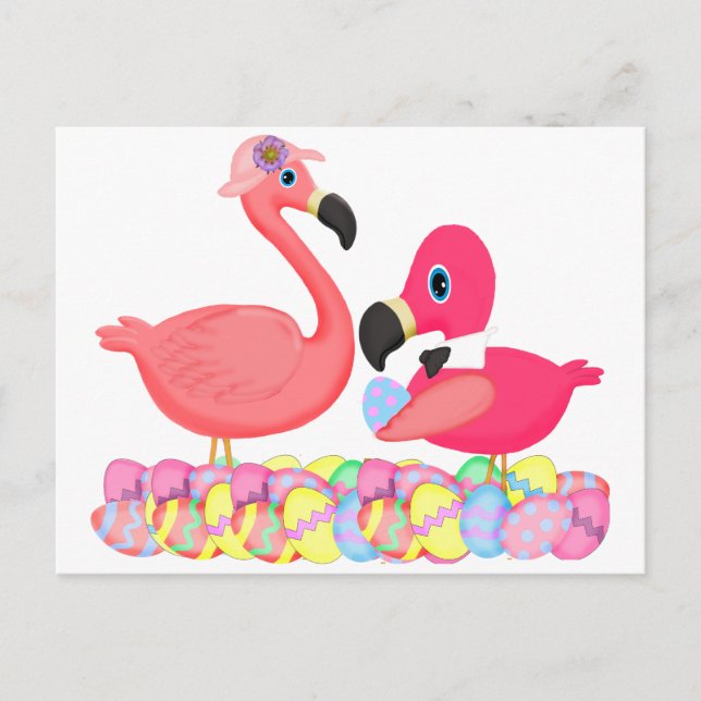 Cartes Pour Fêtes Annuelles Flamants roses roses de Pâques (Devant)