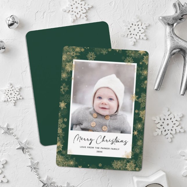 Cartes Pour Fêtes Annuelles Flambeaux d'hiver de Noël | Photo Gold Elegant (Créateur téléchargé)