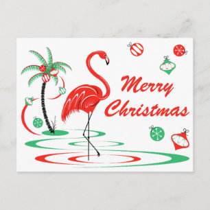 Cartes Pour Fêtes Annuelles Flamingo rouge de Noël paysage joyeux Noël