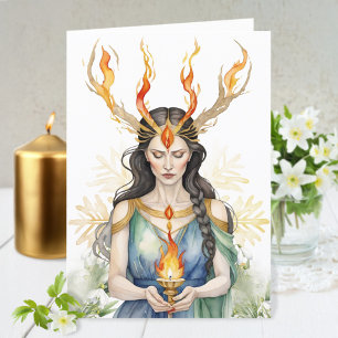 Cartes Pour Fêtes Annuelles Flamme de déesse de Wiccan Imbolc et flocon de nei