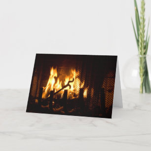 Cartes Pour Fêtes Annuelles Flammes de feu dans une cheminée