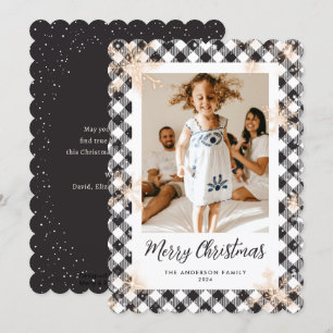 Cartes Pour Fêtes Annuelles Flammes de neige à l'étincelle noire Photo Joyeux 