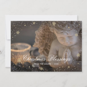 Cartes Pour Fêtes Annuelles Flammes de neige de l'ange chrétien religieux Noël