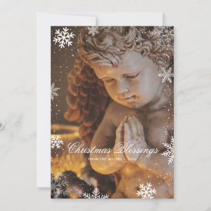 Cartes Pour Fêtes Annuelles Flammes de neige de l'ange chrétien religieux Noël
