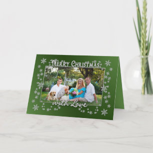 Cartes Pour Fêtes Annuelles Flammes de neige de Noël - Insertion photo - Vert