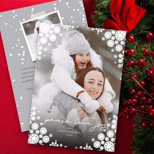 Cartes Pour Fêtes Annuelles Flammes de neige d'hiver Cadre Joyeuses vacances É (Créateur téléchargé)