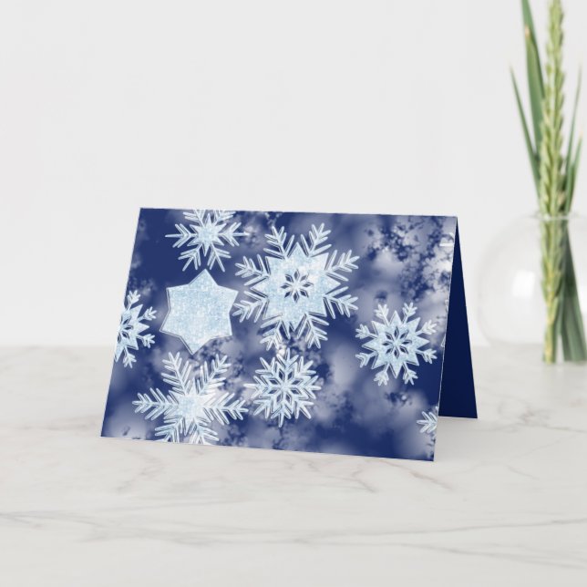 Cartes Pour Fêtes Annuelles Flammes de neige d'hiver Icy Blue (Devant)