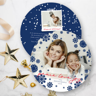 Cartes Pour Fêtes Annuelles Flammes de neige d'hiver Peace Love Joy Elegant Ph