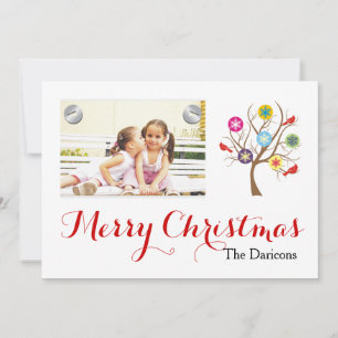 Cartes Pour Fêtes Annuelles Flammes de neige et cardinaux modernes Joyeux Noël