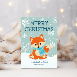 Cartes Pour Fêtes Annuelles Flammes de neige Fox Woodland Animal Noël
