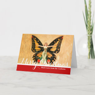 Cartes Pour Fêtes Annuelles Flapper Butterfly Flying Woman Illustration