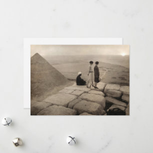 Cartes Pour Fêtes Annuelles Flapper Girls Sunrise Khufu Pyramid, Égypte 1920