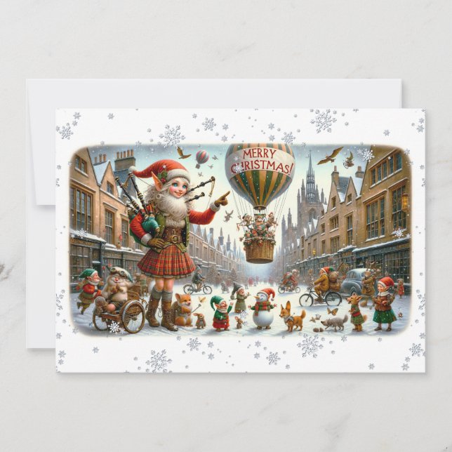 Cartes Pour Fêtes Annuelles Flat Card Merry Christmas 021(ElfSanta) (Devant)
