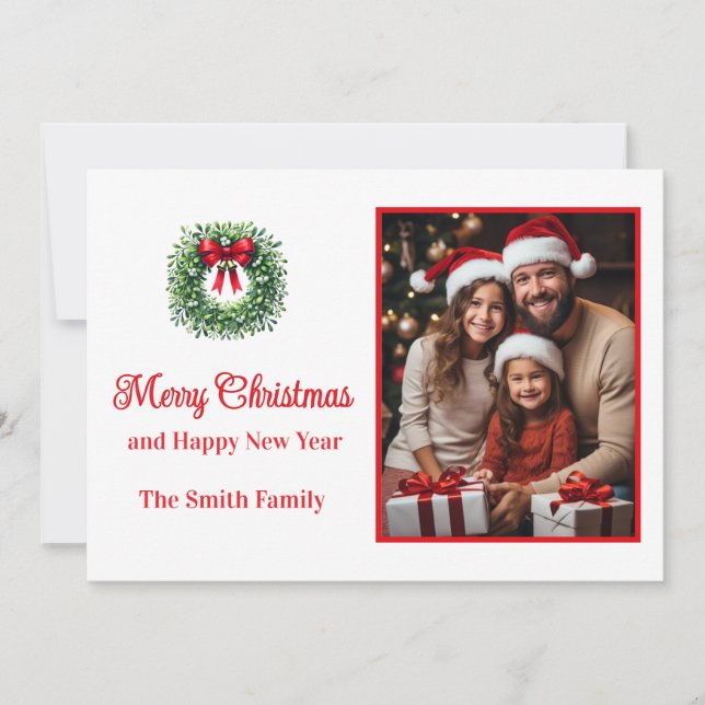 Cartes Pour Fêtes Annuelles Flat Holiday Card Custom Photo (Devant)