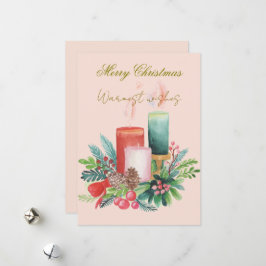 Cartes Pour Fêtes Annuelles Flat Holiday Card - Watercolour Christmas candles