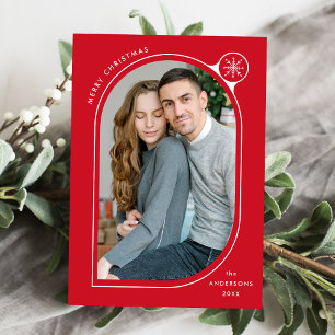 Cartes Pour Fêtes Annuelles Fléau de neige à cadre rouge courbé
