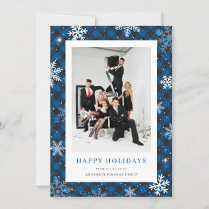 Cartes Pour Fêtes Annuelles Fléau de neige bleu plaid Photo Entreprise