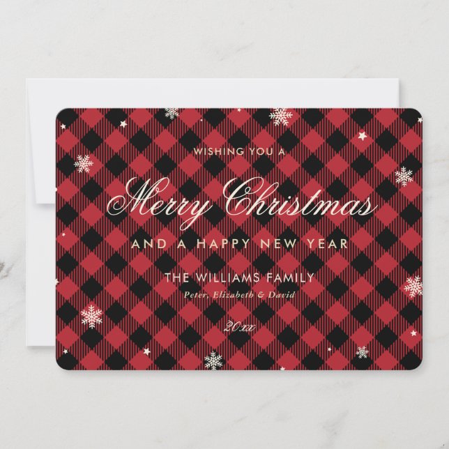 Cartes Pour Fêtes Annuelles Fléau de neige Plaid de Buffalo Rouge (Devant)