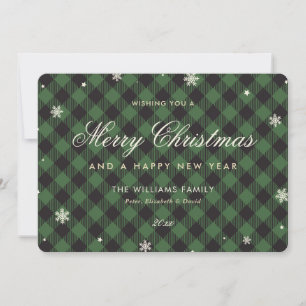 Cartes Pour Fêtes Annuelles Fléau de neige Plaid de Buffalo Vert