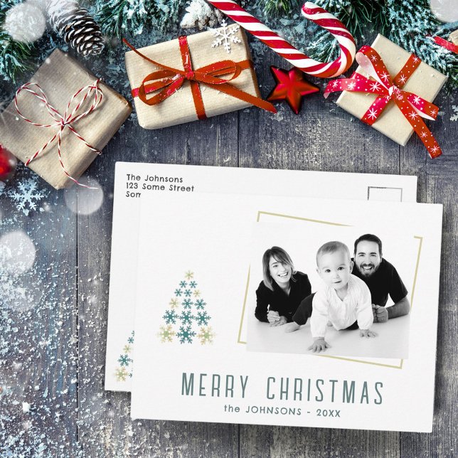 Cartes Pour Fêtes Annuelles Flèche de neige Arbre de Noël Photo famille (Créateur téléchargé)