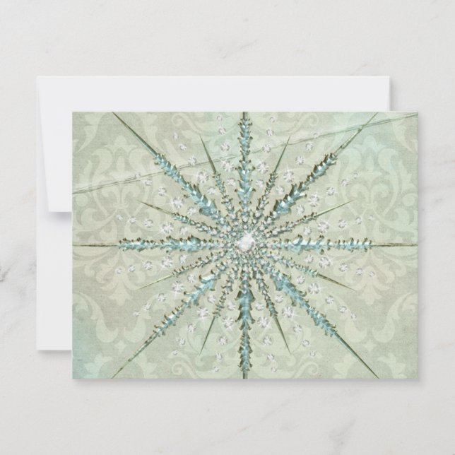 Cartes Pour Fêtes Annuelles Flèche de neige argent turquoise élégant hiver vin (Devant)