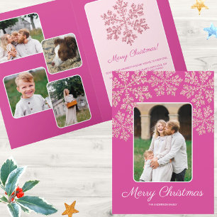 Cartes Pour Fêtes Annuelles Flèche de neige Berry Bling Script tendance Chic 5