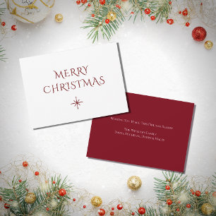 Cartes Pour Fêtes Annuelles Flèche-neige de Noël simple Rouge Blanc