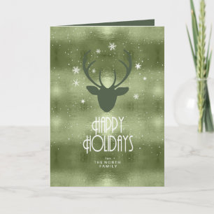 Cartes Pour Fêtes Annuelles Flèches de cerfs Antlers Christmas Green ID861