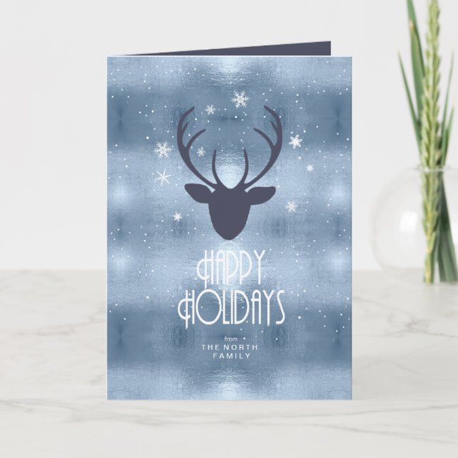 Cartes Pour Fêtes Annuelles Flèches de cerfs Antlers Noel bleu ID861 (Devant)