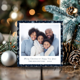 Cartes Pour Fêtes Annuelles Flèches de neige bleues et blanches modernes Photo