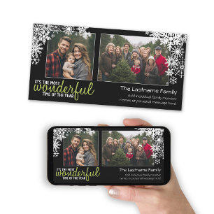 Cartes Pour Fêtes Annuelles Flèches de neige de vacances avec 2 photos horizon