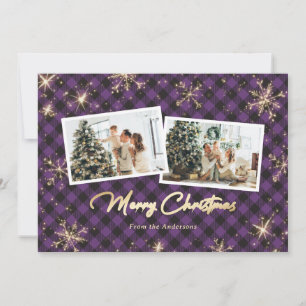 Cartes Pour Fêtes Annuelles Flèches de neige en or violacée
