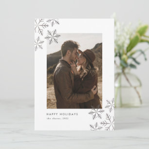 Cartes Pour Fêtes Annuelles Flèches de neige minimes modernes en argent