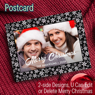 Cartes Pour Fêtes Annuelles Flèches de neige Noël Photo personnalisée Script m