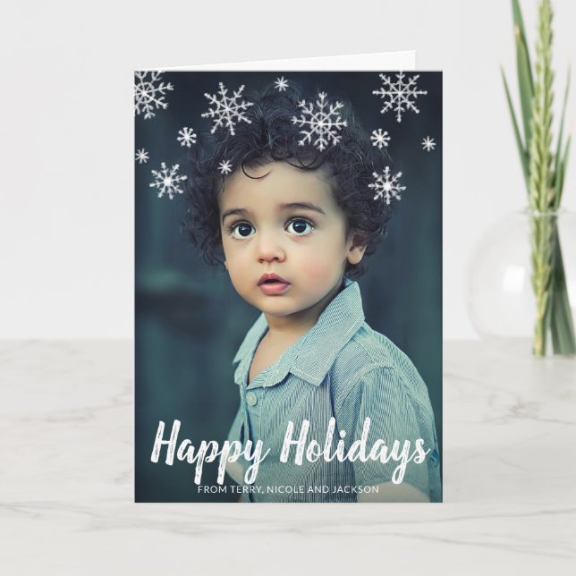 Cartes Pour Fêtes Annuelles Flèches de neige simples Photo Moderne (Devant)