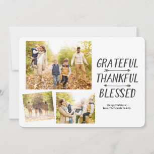 Cartes Pour Fêtes Annuelles Flèches d'or Grateful Thankful Blessé 3
