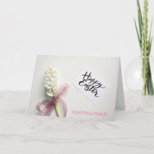 Cartes Pour Fêtes Annuelles Fleur Blanche Et Pâques Roses Ravissantes