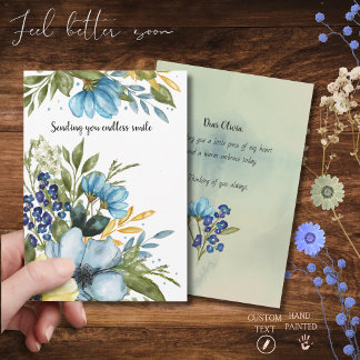 Cartes Pour Fêtes Annuelles Fleur bleue élégante aquarelle Pensées pour toi