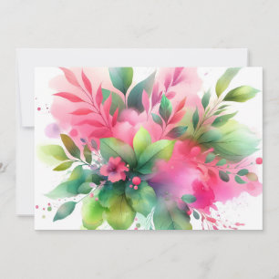 Cartes Pour Fêtes Annuelles Fleur botanique à l'aquarelle rose vert