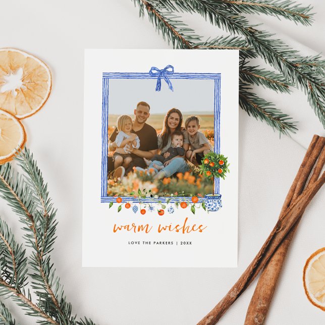 Cartes Pour Fêtes Annuelles Fleur botanique de Noël Citrus | Photo de vacances (Créateur téléchargé)