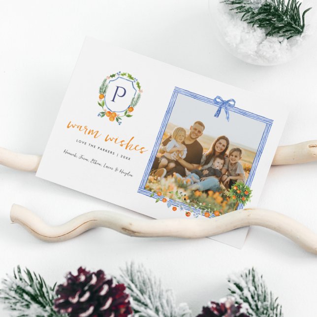 Cartes Pour Fêtes Annuelles Fleur botanique de Noël Citrus | Photo de vacances (Créateur téléchargé)