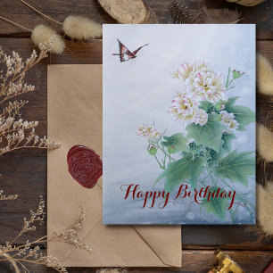 Cartes Pour Fêtes Annuelles Fleur chinoise avec papillon
