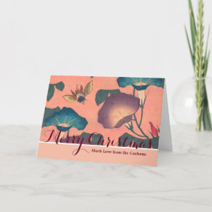Cartes Pour Fêtes Annuelles Fleur d'abeille rose Art classique Hokusai