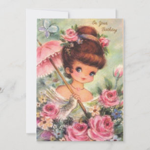 Cartes Pour Fêtes Annuelles Fleur d'anniversaire vintage