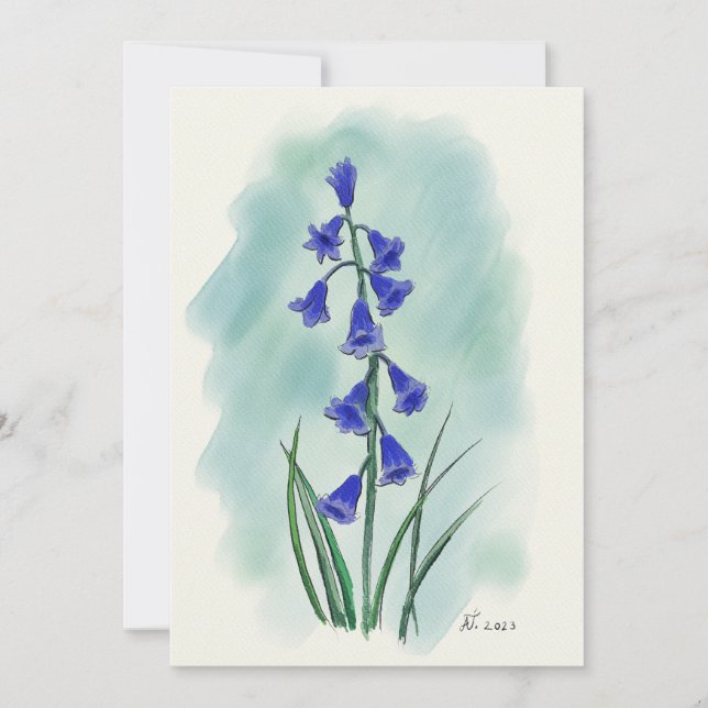 Cartes Pour Fêtes Annuelles Fleur d'aquarelle Blue Bell (Devant)