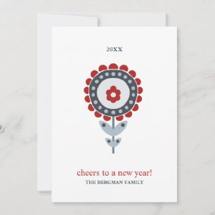 Cartes Pour Fêtes Annuelles Fleur d'art populaire scandinave Deux photos Noël