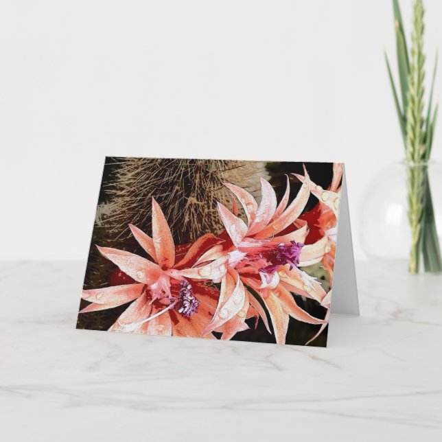 Cartes Pour Fêtes Annuelles fleur de cactus brillant (Devant)